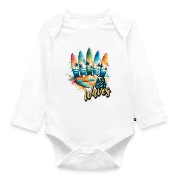Let's Catch Some Waves - Organic Longsleeve Baby Bodysuit - white - Front