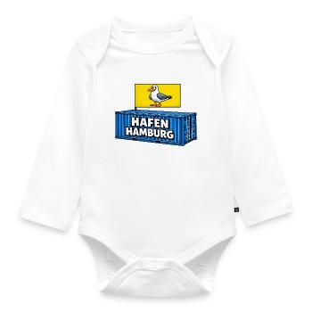 Hafen Hamburg Cartoon Container - Baby Bio-Langarm-Body - Weiß - Vorne