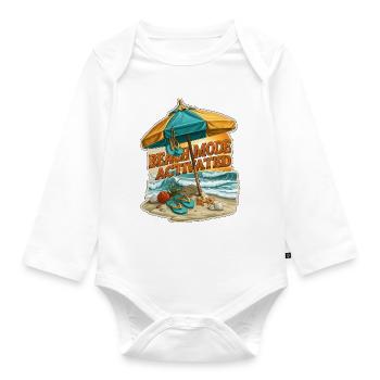 Beach Mode Activated Summer Vacation Umbrella - Organic Longsleeve Baby Bodysuit - white - Front