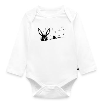 Cute bunny in the snow - Organic Longsleeve Baby Bodysuit - white - Front