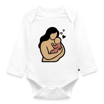 Mom Baby Hug Boho - Organic Longsleeve Baby Bodysuit - white - Front