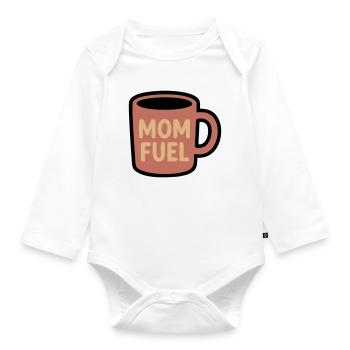 Mom Fuel Kaffee Tasse Mama - Baby Bio-Langarm-Body - Weiß - Vorne