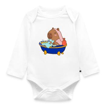 Bain moussant de capybara Dessin animé douillet Splash & Chill - Body Bébé bio manches longues - blanc - Devant