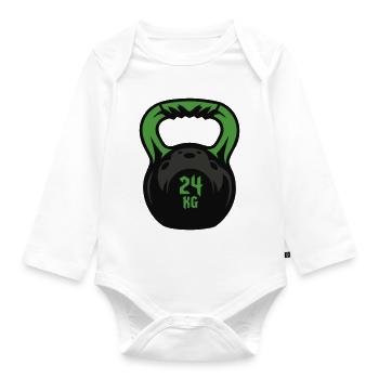 Kettlebell 24 KG Kugelhantel - Baby Bio-Langarm-Body - Weiß - Vorne