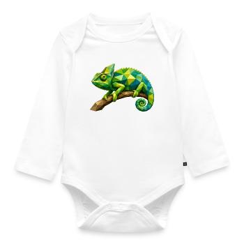 Geometrischer Chamäleon Zweig - Baby Bio-Langarm-Body - Weiß - Vorne