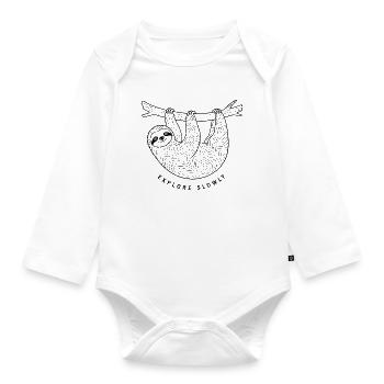 Sloth Hiking Club gift - Organic Longsleeve Baby Bodysuit - white - Front