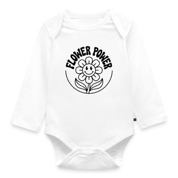 Flower Power - Baby Bio-Langarm-Body - Weiß - Vorne