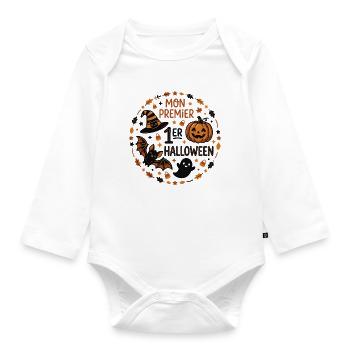 Mon Premier Halloween Vêtement Enfant Motif Mignon - Body Bébé bio manches longues - blanc - Devant