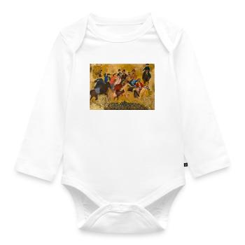 Buzkashi - Das traditionelle Reiterspiel - Baby Bio-Langarm-Body - Weiß - Vorne