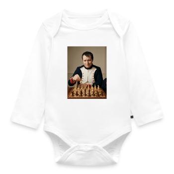 Napoleon plays chess. - Organic Longsleeve Baby Bodysuit - white - Front