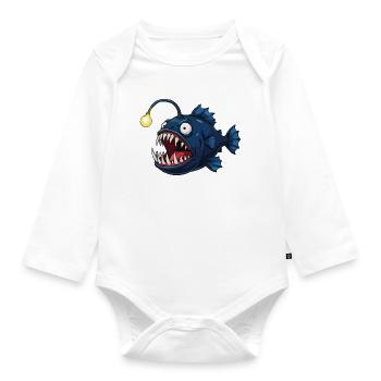 Deep-sea frogfish with light - Organic Longsleeve Baby Bodysuit - white - Front