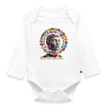 AI brain magic in colorful orbit - Organic Longsleeve Baby Bodysuit - white - Front
