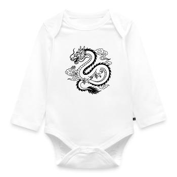 Chinesischer Drache - Baby Bio-Langarm-Body - Weiß - Vorne