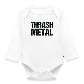 Thrash Metal Bold Typografie - Baby Bio-Langarm-Body - Weiß - Vorne