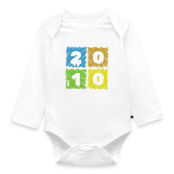 16. Geburtstag Farbige Patches since 07/2010 - Organic Longsleeve Baby Bodysuit - white - Front