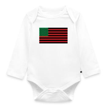 African American flag - Organic Longsleeve Baby Bodysuit - white - Front