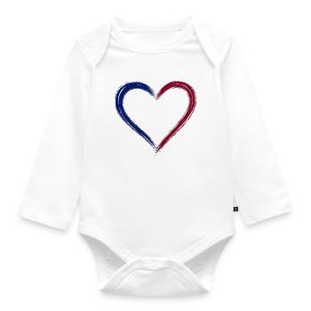 Heart is blau and scarlet - Organic Longsleeve Baby Bodysuit - white - Front