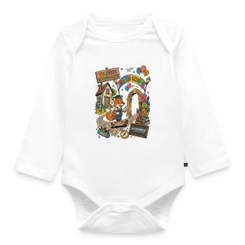 Schulanfang 2027 Fuchs Hallo Schule - Baby Bio-Langarm-Body - Weiß - Vorne