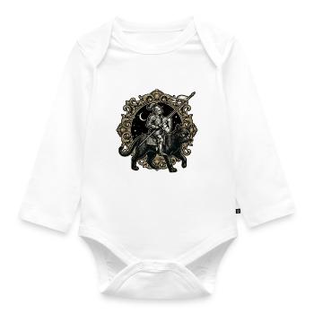 Katzenritter Ren Faire Mittelalter - Baby Bio-Langarm-Body - Weiß - Vorne