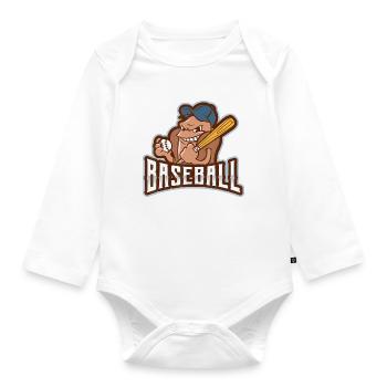 Rogue Batter Baseball Mascot - Organic Longsleeve Baby Bodysuit - white - Front