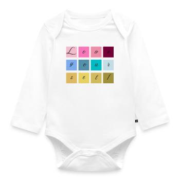 Love Yourself Schriftzug Pastell - Baby Bio-Langarm-Body - Weiß - Vorne