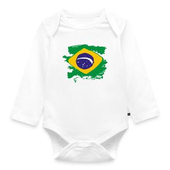 Brazil Flag - Organic Longsleeve Baby Bodysuit - white - Front