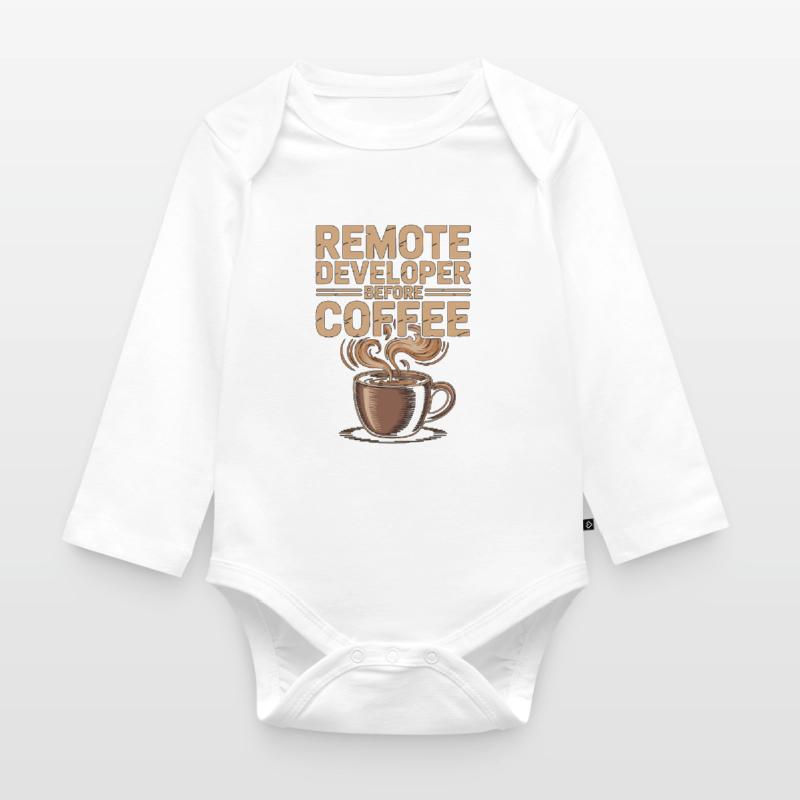 Remote Developer Before Remote Coder Coffee Lover Baby Bio-Langarm-Body
