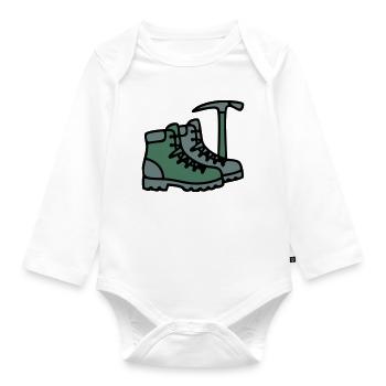 Wanderschuhe Eispickel Bergsteiger Alpen Wanderer - Baby Bio-Langarm-Body - Weiß - Vorne