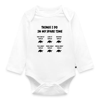 Obsessed with Turtles - Organic Longsleeve Baby Bodysuit - white - Front