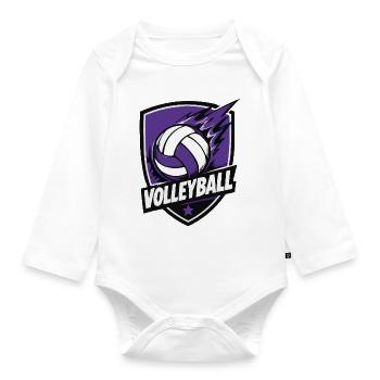 Purple Shield Volleyball Logo - Baby Bio-Langarm-Body - Weiß - Vorne
