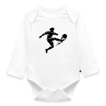Fussballer Silhouette - Baby Bio-Langarm-Body - Weiß - Vorne