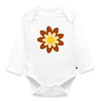 70s Flower Pattern Hippie Gift - Organic Longsleeve Baby Bodysuit - white - Front