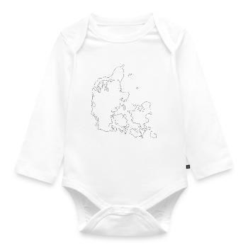 Denmark map - Organic Longsleeve Baby Bodysuit - white - Front