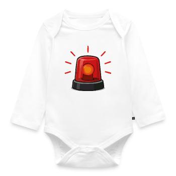 Red alarm flasher illustration - Organic Longsleeve Baby Bodysuit - white - Front