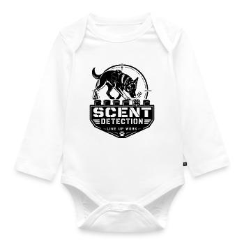 Scent Detection – Line Up Work - Organic Longsleeve Baby Bodysuit - white - Front