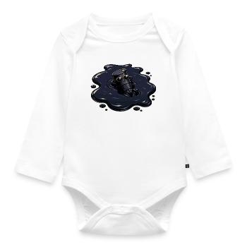 Oil barrel in oil puddle with sunglasses - Organic Longsleeve Baby Bodysuit - white - Front
