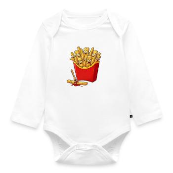 Frightened French Fries - Comic Design - Organic Longsleeve Baby Bodysuit - white - Front