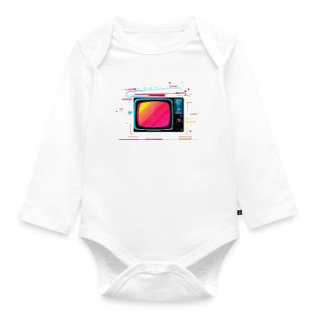 TV Synthwave - Baby Bio-Langarm-Body - Weiß - Vorne