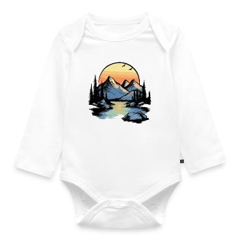 Mountains Nature - Organic Longsleeve Baby Bodysuit - white - Front