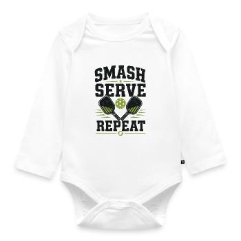 Pickleball Smash Serve Repeat Shirt - Baby Bio-Langarm-Body - Weiß - Vorne
