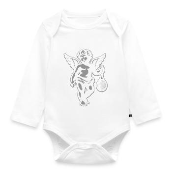 Tennis Shirt Angel Cherub Retro Renaissance Grey - Organic Longsleeve Baby Bodysuit - white - Front
