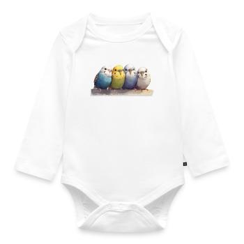Budgies - Organic Longsleeve Baby Bodysuit - white - Front