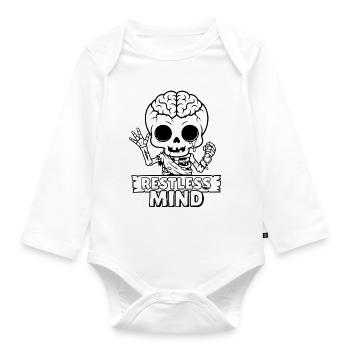 Restless Mind Skull Skull Psychology - Organic Longsleeve Baby Bodysuit - white - Front
