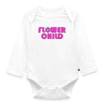 Flower Child Neon Logo Tee - Organic Longsleeve Baby Bodysuit - white - Front
