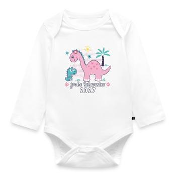 Große Schwester 2027 Dinos Mädchen Geschenkidee - Baby Bio-Langarm-Body - Weiß - Vorne