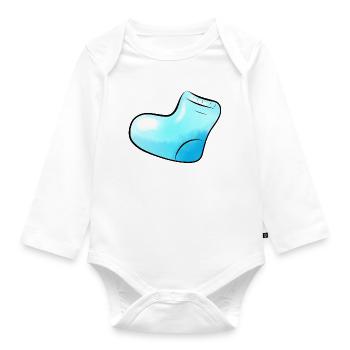 blue sock - Organic Longsleeve Baby Bodysuit - white - Front