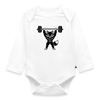 Muscle Fox soulève des haltères lourds - Body Bébé bio manches longues - blanc - Devant