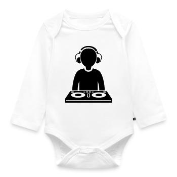 DJ Turntables Party - Baby Bio-Langarm-Body - Weiß - Vorne