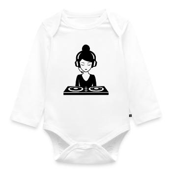 DJ Turntables Frau Festival - Baby Bio-Langarm-Body - Weiß - Vorne