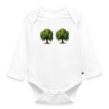 Doppel-Weidenbaumszene - Baby Bio-Langarm-Body - Weiß - Vorne
